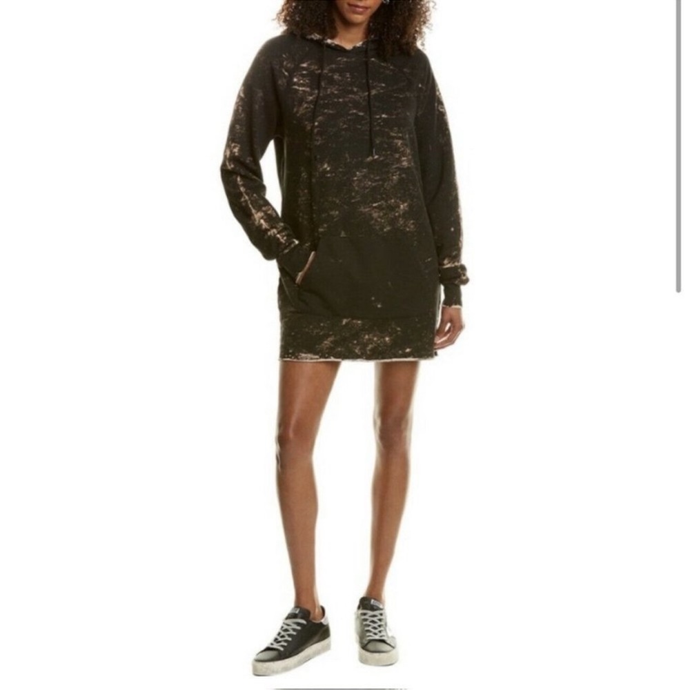 COTTON CITIZEN Cobain black acid wash hooded dress